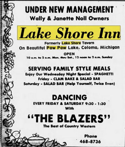 Lake Shore Inn - Dec 4 1975 Ad (newer photo)